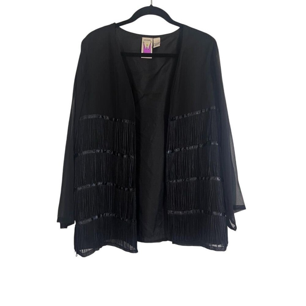 Anthony Jacket L Black Fringe Neutral Minimalist Western Preppy Cowgirl Rodeo